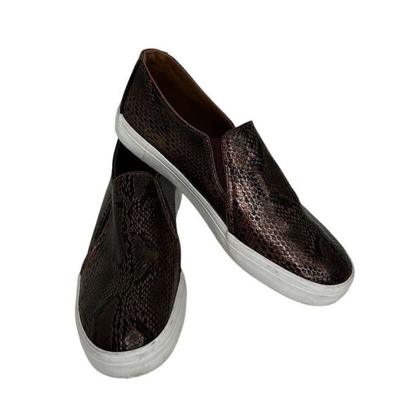 Restricted Slip-on Sneakers Women's Size 9 Black Brown Textured Snakeskin Print - Picture 2 of 10